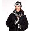 imageCC CC Super Thick Fuzzy Fleeced Lined Warm Winter Knitted Mittens GlovesBuffalo Plaid BlackWhite