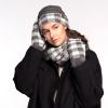 imageCC CC Super Thick Fuzzy Fleeced Lined Warm Winter Knitted Mittens GlovesBuffalo Plaid Dk Melange GrayWhite