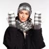imageCC CC Super Thick Fuzzy Fleeced Lined Warm Winter Knitted Mittens GlovesBuffalo Plaid Dk Melange GrayWhite