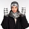 imageCC CC Super Thick Fuzzy Fleeced Lined Warm Winter Knitted Mittens GlovesBuffalo Plaid Dk Melange GrayWhite