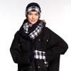 imageCC CC Super Thick Fuzzy Fleeced Lined Warm Winter Knitted Mittens GlovesBuffalo Plaid NavyWhite