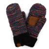 imageCC CC Super Thick Fuzzy Fleeced Lined Warm Winter Knitted Mittens GlovesQuad Black Multi