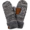 imageCC CC Super Thick Fuzzy Fleeced Lined Warm Winter Knitted Mittens GlovesQuad BlackGray