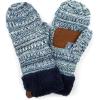 imageCC CC Super Thick Fuzzy Fleeced Lined Warm Winter Knitted Mittens GlovesQuad Navy