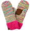 imageCC CC Super Thick Fuzzy Fleeced Lined Warm Winter Knitted Mittens GlovesQuad Rainbow