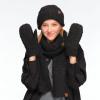 imageCC CC Super Thick Fuzzy Fleeced Lined Warm Winter Knitted Mittens GlovesRecycled Non Lined Boucle Black