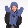 imageCC CC Super Thick Fuzzy Fleeced Lined Warm Winter Knitted Mittens GlovesRecycled Non Lined Boucle Blue