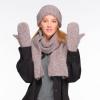 imageCC CC Super Thick Fuzzy Fleeced Lined Warm Winter Knitted Mittens GlovesRecycled Non Lined Boucle Lt Gray