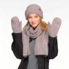 imageCC CC Super Thick Fuzzy Fleeced Lined Warm Winter Knitted Mittens GlovesRecycled Non Lined Boucle Lt Gray