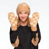 imageCC CC Super Thick Fuzzy Fleeced Lined Warm Winter Knitted Mittens GlovesRecycled Non Lined Checkered BeigeCamel