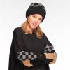 imageCC CC Super Thick Fuzzy Fleeced Lined Warm Winter Knitted Mittens GlovesRecycled Non Lined Checkered BlackDk Gray