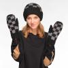 imageCC CC Super Thick Fuzzy Fleeced Lined Warm Winter Knitted Mittens GlovesRecycled Non Lined Checkered BlackDk Gray