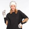 imageCC CC Super Thick Fuzzy Fleeced Lined Warm Winter Knitted Mittens GlovesRecycled Non Lined Checkered Lt GrayWhite