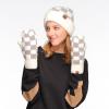 imageCC CC Super Thick Fuzzy Fleeced Lined Warm Winter Knitted Mittens GlovesRecycled Non Lined Checkered Lt GrayWhite