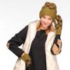imageCC CC Super Thick Fuzzy Fleeced Lined Warm Winter Knitted Mittens GlovesRecycled Non Lined Checkered OliveBrown