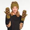imageCC CC Super Thick Fuzzy Fleeced Lined Warm Winter Knitted Mittens GlovesRecycled Non Lined Checkered OliveBrown