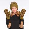 imageCC CC Super Thick Fuzzy Fleeced Lined Warm Winter Knitted Mittens GlovesRecycled Non Lined Checkered OliveBrown