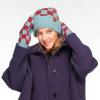 imageCC CC Super Thick Fuzzy Fleeced Lined Warm Winter Knitted Mittens GlovesRecycled Non Lined Checkered TealBurgundy