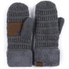 imageCC CC Super Thick Fuzzy Fleeced Lined Warm Winter Knitted Mittens GlovesSolid Dk Melange Gray