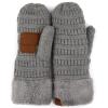 imageCC CC Super Thick Fuzzy Fleeced Lined Warm Winter Knitted Mittens GlovesSolid Lt Melange Gray