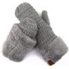 imageCC CC Super Thick Fuzzy Fleeced Lined Warm Winter Knitted Mittens GlovesSolid Lt Melange Gray