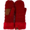 imageCC CC Super Thick Fuzzy Fleeced Lined Warm Winter Knitted Mittens GlovesSolid Red