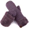 imageCC CC Super Thick Fuzzy Fleeced Lined Warm Winter Knitted Mittens GlovesSolid Violet