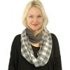 imageCC CC Winter Soft Matching Unisex Chunky Knit Cowl Loop Infinity ScarfBuffalo Plaid Dk Melange GrayWhite