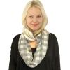 imageCC CC Winter Soft Matching Unisex Chunky Knit Cowl Loop Infinity ScarfBuffalo Plaid WhiteLt Melange Gray