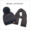 imageCC Cable Knit Beanie and Scarf Set Colorful Confetti Pattern Winter AccessoriesBlack