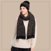 imageCC Cable Knit Beanie and Scarf Set Colorful Confetti Pattern Winter AccessoriesBlack