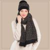 imageCC Cable Knit Beanie and Scarf Set Colorful Confetti Pattern Winter AccessoriesBlack