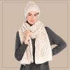 imageCC Cable Knit Beanie and Scarf Set Colorful Confetti Pattern Winter AccessoriesOatmeal