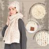 imageCC Cable Knit Beanie and Scarf Set Colorful Confetti Pattern Winter AccessoriesOatmeal