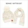 imageCC Cable Knit Beanie and Scarf Set Colorful Confetti Pattern Winter AccessoriesOatmeal