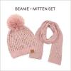 imageCC Cable Knit Beanie and Scarf Set Colorful Confetti Pattern Winter AccessoriesRose