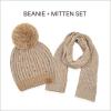 imageCC Cable Knit Beanie and Scarf Set Colorful Confetti Pattern Winter AccessoriesTaupe