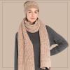 imageCC Cable Knit Beanie and Scarf Set Colorful Confetti Pattern Winter AccessoriesTaupe