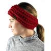 imageCC Cable Knit Fuzzy Lined Ear Warmer Ponytail Pony Headband BlackBurgundy