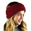imageCC Cable Knit Fuzzy Lined Ear Warmer Ponytail Pony Headband BlackBurgundy
