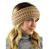 imageCC Cable Knit Fuzzy Lined Ear Warmer Ponytail Pony Headband BlackCamel