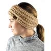 imageCC Cable Knit Fuzzy Lined Ear Warmer Ponytail Pony Headband BlackCamel