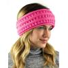 imageCC Cable Knit Fuzzy Lined Ear Warmer Ponytail Pony Headband BlackCandy Pink