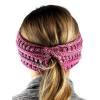 imageCC Cable Knit Fuzzy Lined Ear Warmer Ponytail Pony Headband BlackConfetti Bubblegum Pink