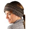 imageCC Cable Knit Fuzzy Lined Ear Warmer Ponytail Pony Headband BlackConfetti Ombre Brown
