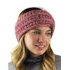 imageCC Cable Knit Fuzzy Lined Ear Warmer Ponytail Pony Headband BlackConfetti Ombre Rose