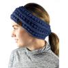 imageCC Cable Knit Fuzzy Lined Ear Warmer Ponytail Pony Headband BlackDark Denim
