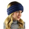 imageCC Cable Knit Fuzzy Lined Ear Warmer Ponytail Pony Headband BlackDark Denim