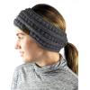imageCC Cable Knit Fuzzy Lined Ear Warmer Ponytail Pony Headband BlackDark Melange Gray