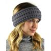 imageCC Cable Knit Fuzzy Lined Ear Warmer Ponytail Pony Headband BlackDark Melange Gray